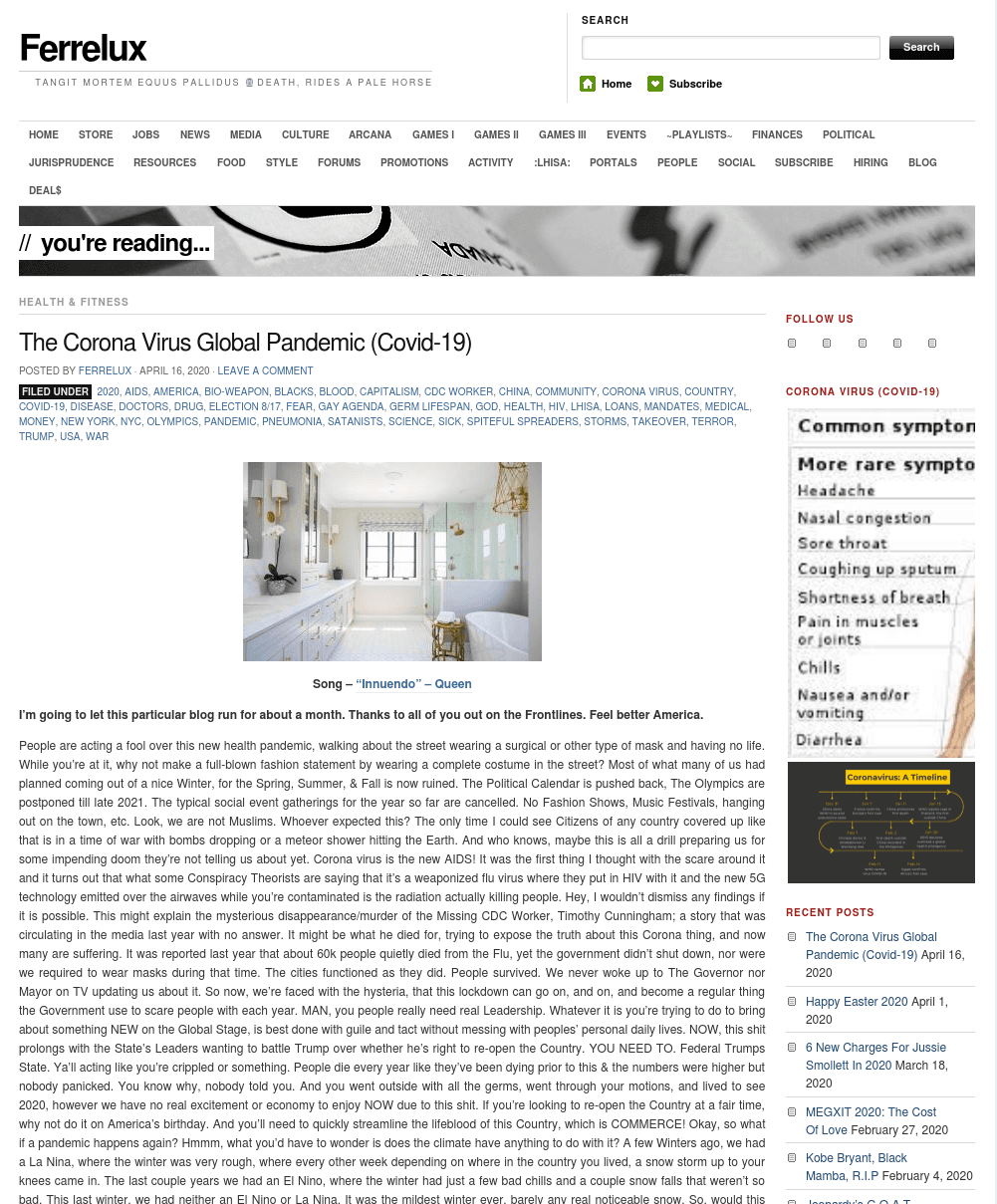 The Corona Virus Global Pandemic (Covid-19) 😷🏥💀